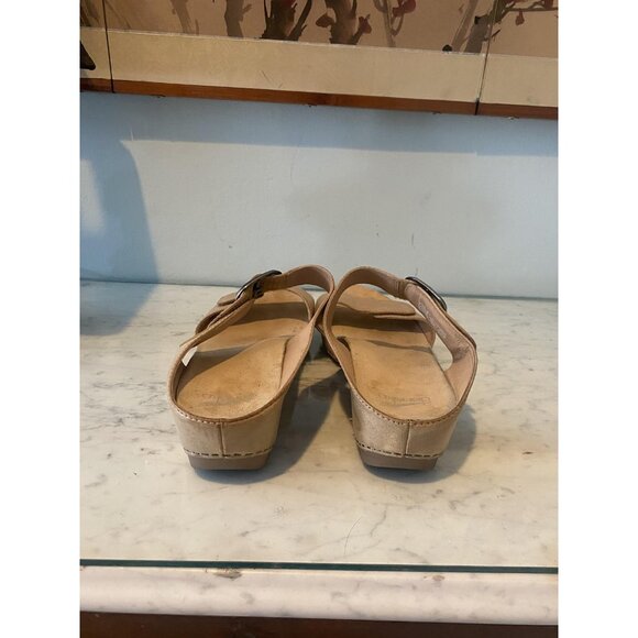 Dansko Sandals Womens Size EU 41 Tan Wedge Slide Buckle Comfort Open Toe Shoes - Picture 4 of 5